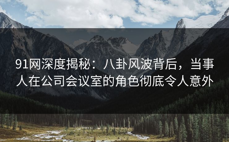 91网深度揭秘：八卦风波背后，当事人在公司会议室的角色彻底令人意外