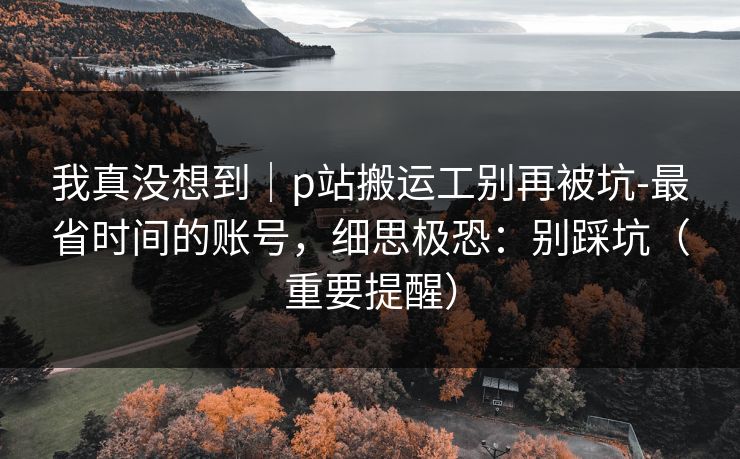 我真没想到｜p站搬运工别再被坑-最省时间的账号，细思极恐：别踩坑（重要提醒）